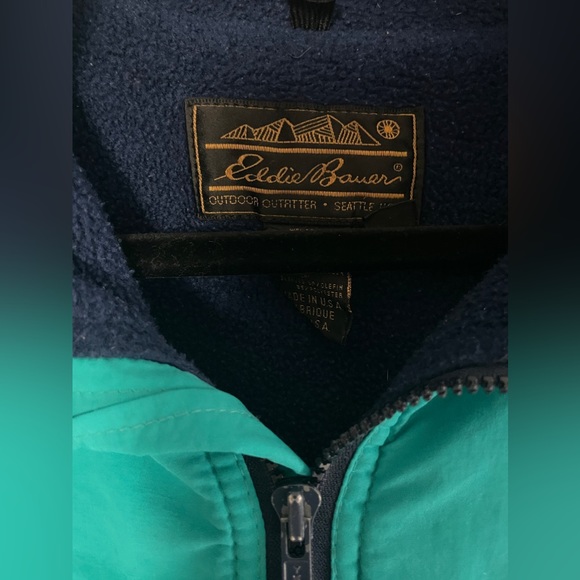 Eddie Bauer vintage retro teal and navy zip up jacket - medium - Picture 4 of 5